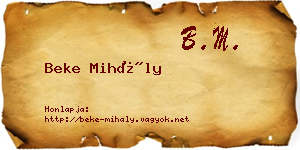 Beke Mihály névjegykártya
